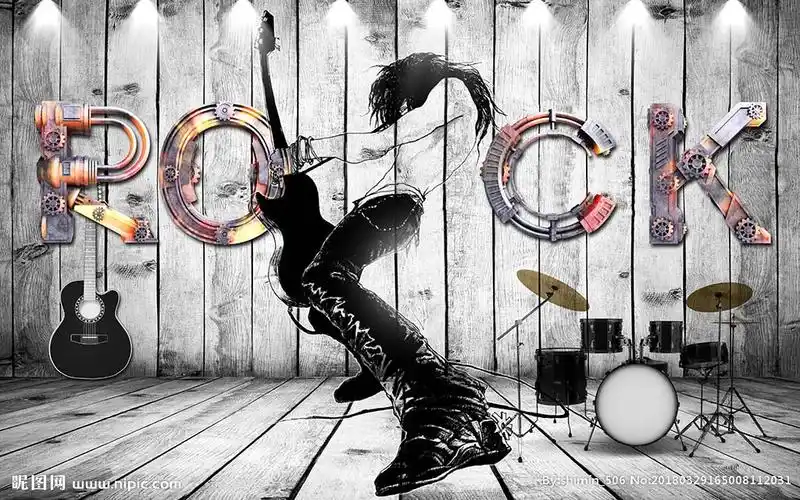 摇滚涂鸦立体背景墙图片