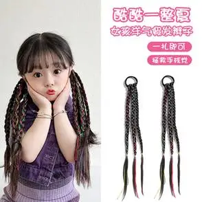 儿童假发脏辫彩色麻花辫甜酷女孩拳击辫发绳扎马尾橡皮筋儿童发饰