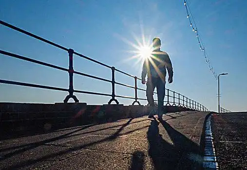 仰视,剪影,男人,漫步,散步场所