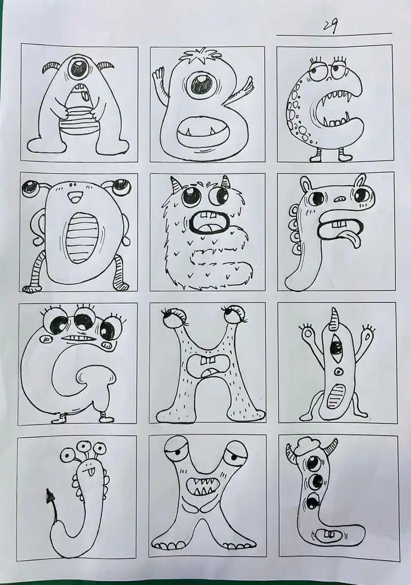 字母小怪兽 简笔画 打卡29 原创