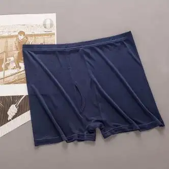 zfak男士双面真丝平角内裤针织真丝内裤男男士真丝内裤中腰 深蓝 xxl