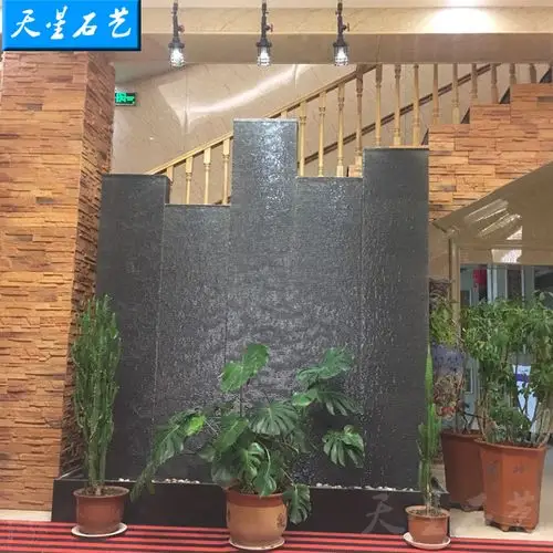 定制水幕墙大型流水喷泉摆件大厅假山流水喷泉鱼池公司室内水景装饰品