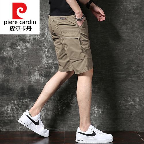 皮尔卡丹休闲短裤夏季男士凉感五分工装中裤宽松痞帅卡其色运动中裤子