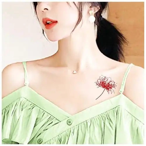 锡曼尘彼岸花纹身贴彼岸花纹身贴防水女性感曼珠沙华地狱少女锁骨脚踝