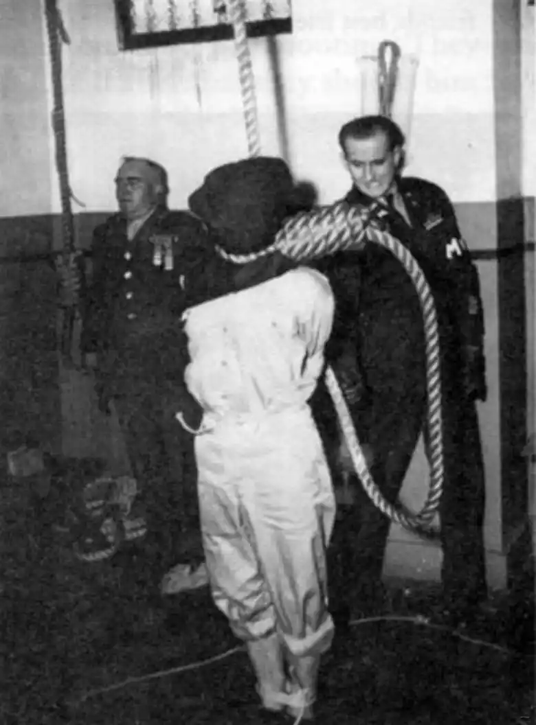 东条英机上绞刑台前的最后24小时:彻夜未眠,图8为绞刑瞬间