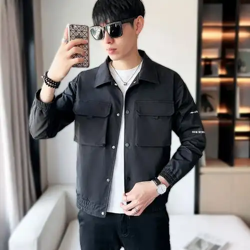 服春秋薄款潮流夹克风衣外套男士男装工装高端新款夹克衫休闲韩版