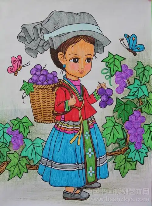 山里的葡萄熟了(少年组绘画三等奖)      百色市逸夫小学 覃滢溁 11岁