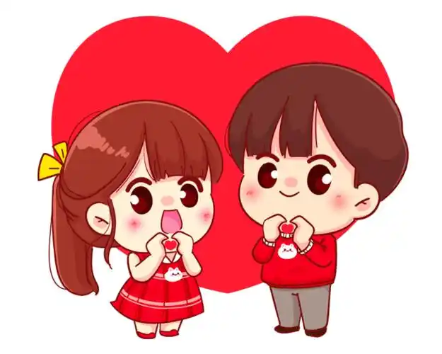 可爱的情侣正在比心矢量素材epspng