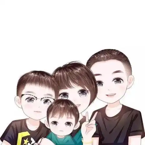 微信头像个性男生女生一家三口四口手绘头像