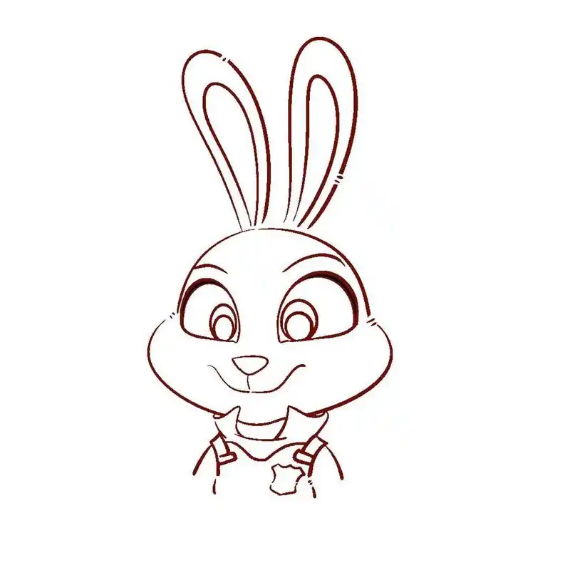 疯狂动物城92朱迪‖简笔画教程‖内附色卡 92我真的太爱尼克和