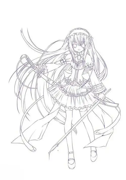 线稿全身漫画卡通人物绘画