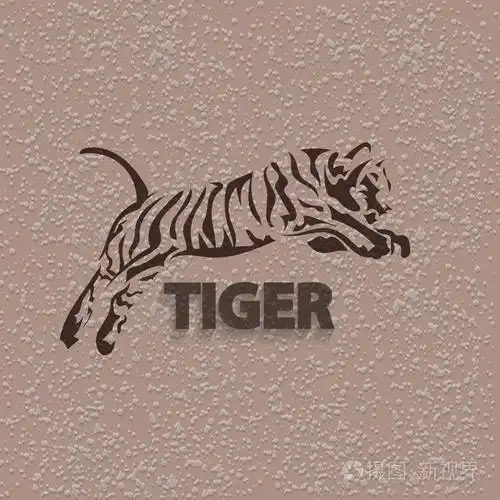 矢量剪影老虎.程式化的动物,又脏又臭的背景与文本插画-正版商用图片0