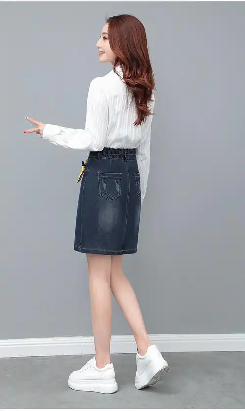 瑾虞 牛仔裙女士高腰显瘦半身裙2020年春秋夏季新款休闲百搭港味一步