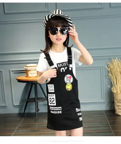 【3免1】夏季女童装短袖t恤棉背带裙中款女孩宽松大儿童小学生9-13岁