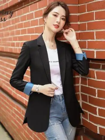 mornymoss品牌西装外套女休闲时尚气质长袖女士百搭上衣小西服单件