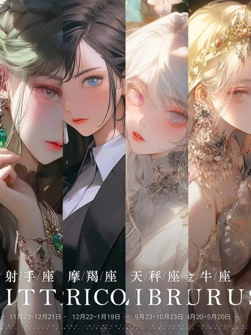 十二星座二次元美女 用ai绘画绘制二次元风格都市卡通漫画美女