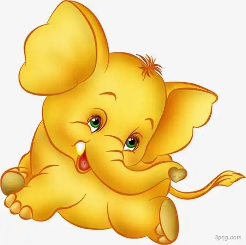 一头黄色大象png素材透明免抠图片动植人物