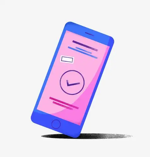 手绘手机成功办理业务海报插画