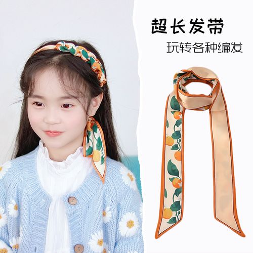 小美妮超长发带水果丝带编发彩带儿童绑头发蝴蝶结复古丝巾发饰
