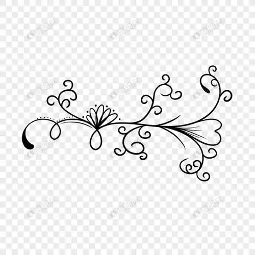 黑白欧式复古装饰花纹线条简笔画