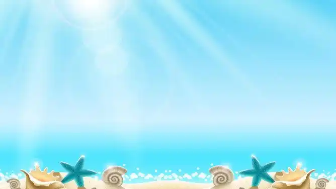 沙滩贝壳海星ppt背景图片