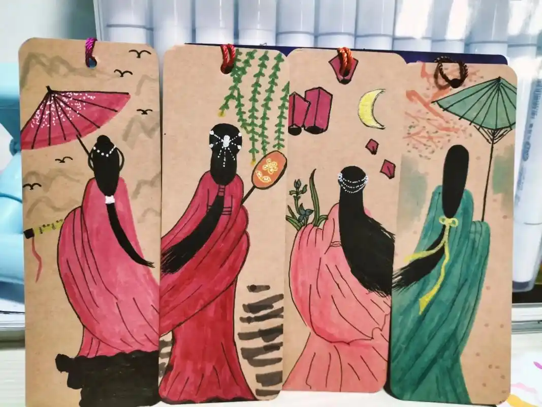 手绘书签 #古风人物绘画  行到水穷处,坐看云起时. - 抖音