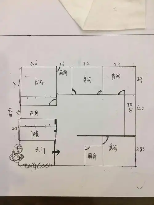 手绘户型图麻烦看看第二张户型的餐厅放哪里? - 酷家乐