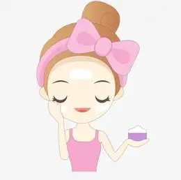 卡通涂抹面霜的女孩