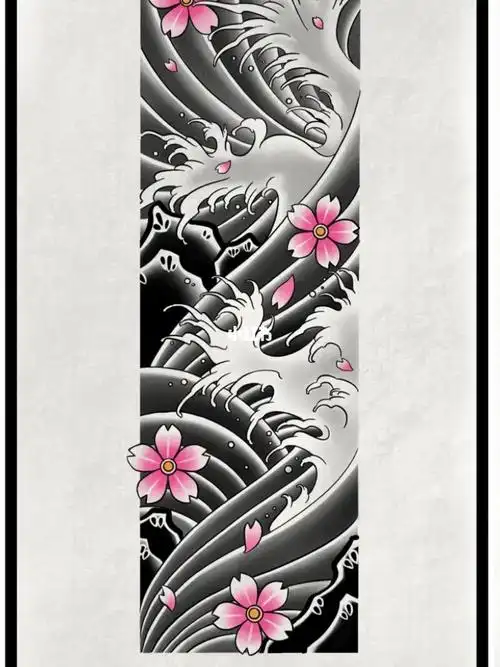 纹身手稿  #小图  #日式  #樱花  #海浪  #紋身