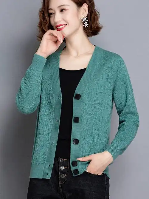 开衫外套女针织短款春秋宽松外搭薄款女士毛衣二八月妈妈小款披肩