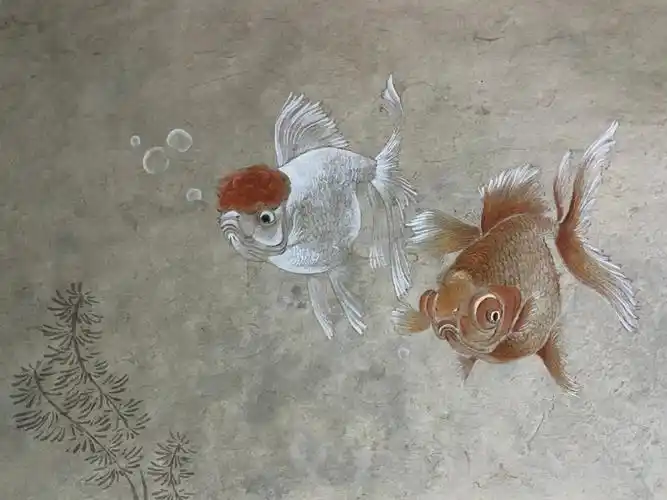 小金鱼吐泡泡哈哈哈哈快乐开心#摸鱼  #金鱼  #国画金鱼  #工笔