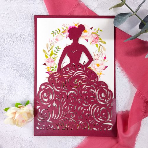 美丽新娘订婚请柬 结婚喜帖女孩成人礼邀请函生日祝福卡婚庆用品