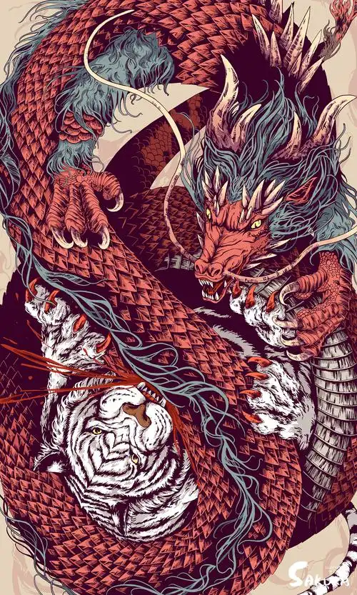 国内设计作品欣赏|"龙争虎斗系列"插画设计——气势如虹