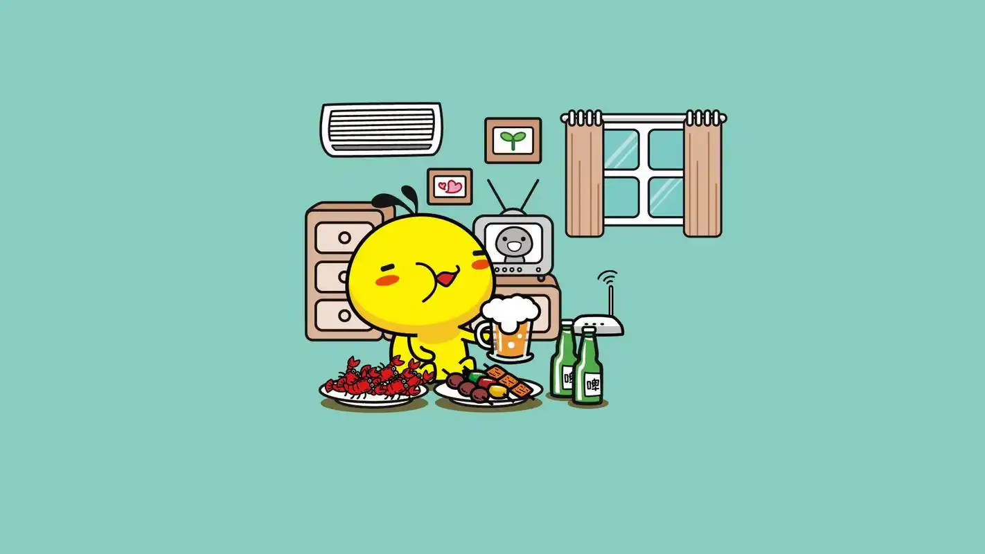 油爆叽丁清凉夏日可爱卡通高清桌面壁纸_卡通动漫_壁纸下载_美桌网