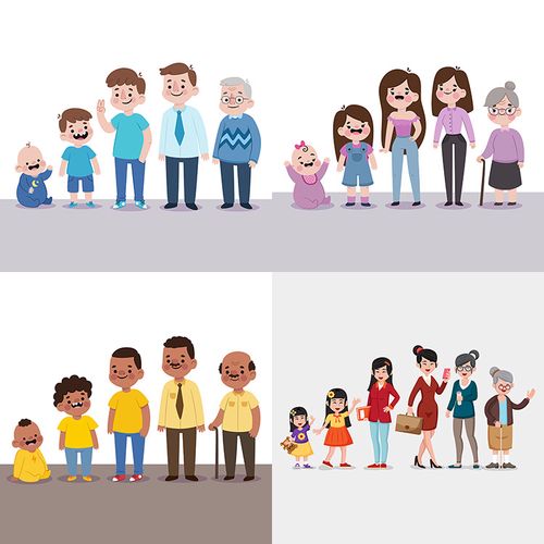 人生不同年龄阶段 人一生成长小孩到老人变老 ai格式矢量设计素材