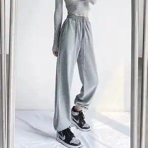 抖音同款样衣清仓 休闲卫裤女加厚宽松长裤灰色裤子 tt028