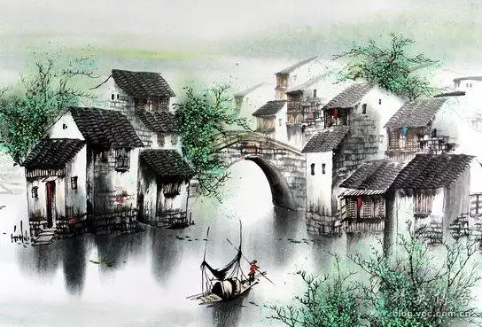 小桥流水江南情------赏江南水乡古镇水墨画 - 夏彩华书画剪纸艺术