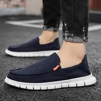 夏季透气布鞋男士休闲男款懒人鞋子一脚蹬新款软底帆布男鞋-阿里巴巴