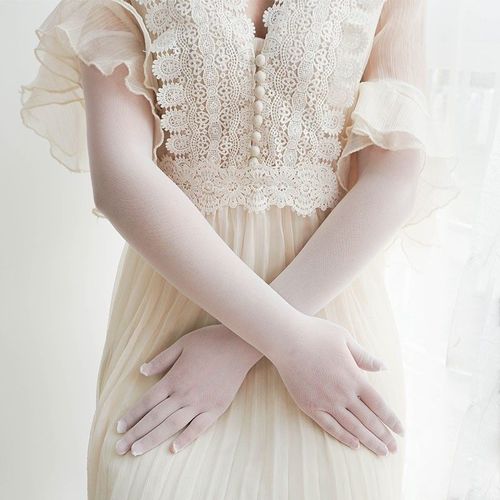 植蔓新品丝袜手套可爱二次元五指丝袜手套长款性感透明礼仪手套男女