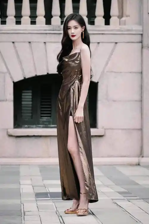 李一桐金色切片吊带裙亮相,搭配绑带高跟鞋,性感迷人又迷人_未来_社会