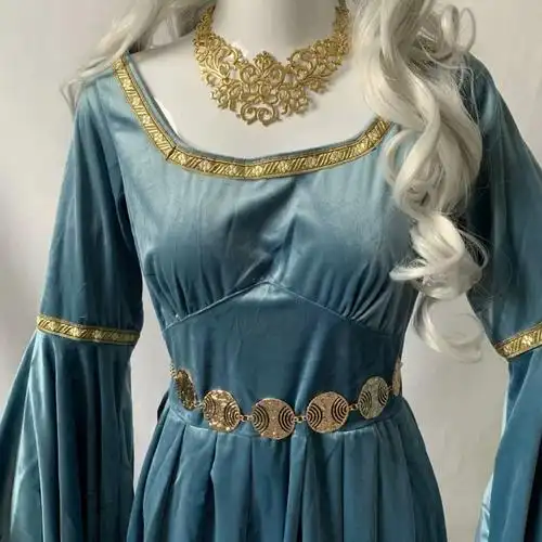 魔戒精灵公主精灵服装精灵精灵女王cos淡蓝精灵公主套装 裙子 头饰