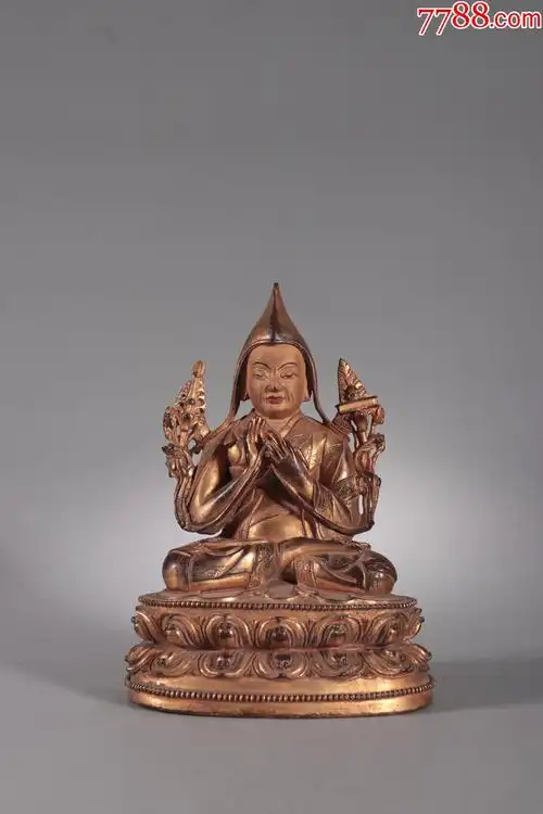 藏传佛教铜鎏金宗喀巴造像