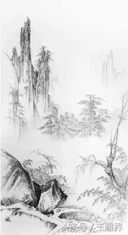 山水素描画简笔画