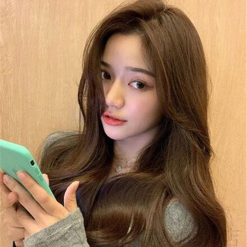 假发女网红八字刘海中长发自然蓬松微卷发大波浪全头套式