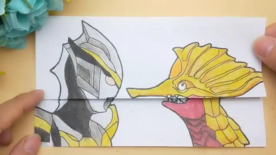 给罗布奥特曼手绘对战魔格加帕怪兽,展开变身太有趣,最后谁厉害?