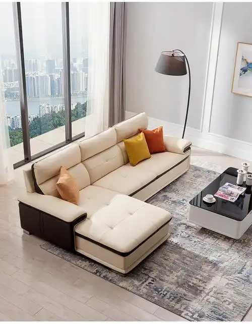 慕思(de rucci)艾慕皮艺沙发现代简约真皮客厅办公室家具 三左单 面右