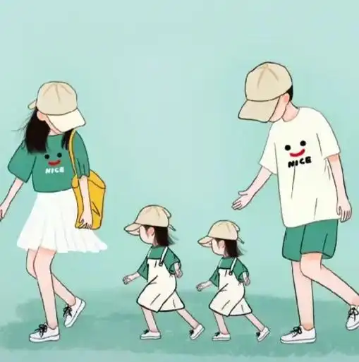 亲子头像一家四口 #头像分享 #亲子头像母女#卡通亲子头像 - 抖音