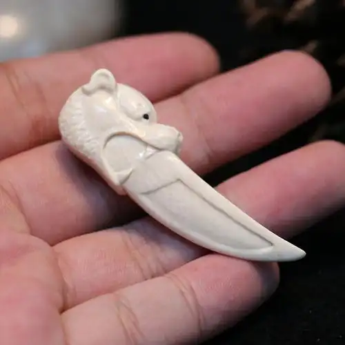 【直供】西伯利亚猛犸象牙《牙尖虎头》挂件