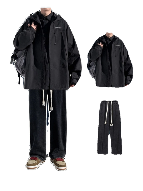 夹克裤外套男潮流两件套高级感学生休闲套装上丘穿搭春季