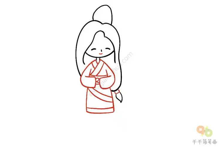 古代宫女的简笔画画法
